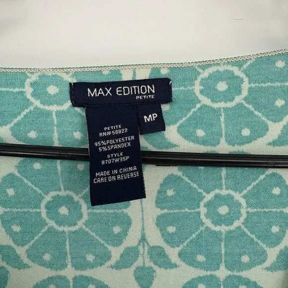 Vintage Max Studio Green Geo Print Babydoll V-Neck Top Size MP 90s y2k - Picture 3 of 8